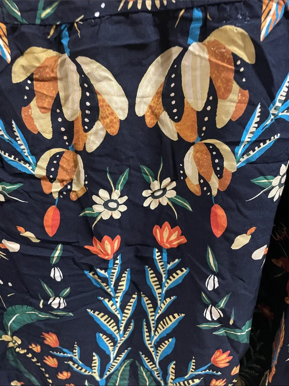 BloomChic Black Floral Tie-Front Tunic Orange &  Yellow Accents NWT Sz. 14/16